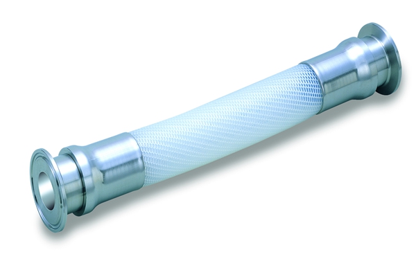 Silicone hydraulic hose with sanitary fittings